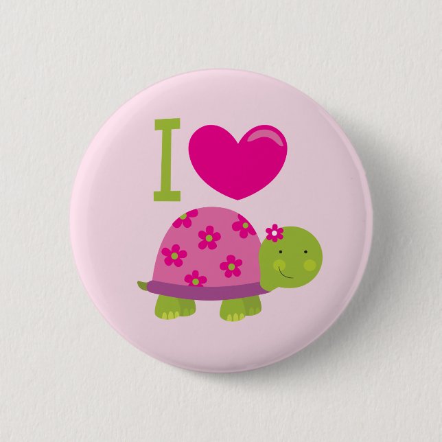 Cute Turtle Personalized Button for Girls (Front)