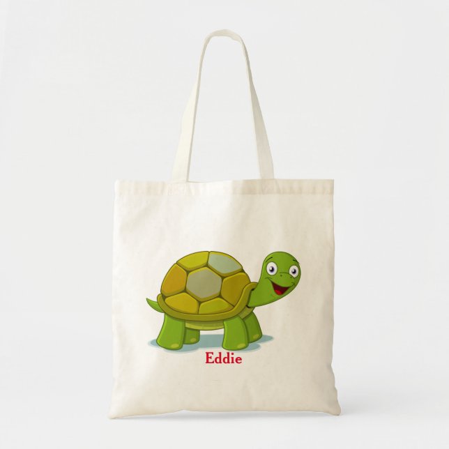 Cute Turtle Personalized Girl Tote Bag (Front)