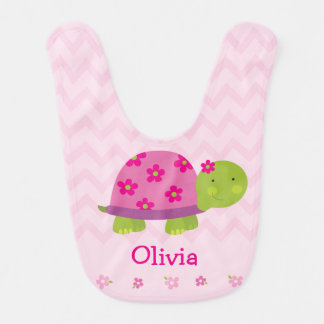 Cute Turtle Pink Personalized Bib