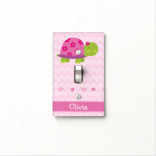 Cute Turtle Pink Personalized Lamp for Girls Light Switch Cover