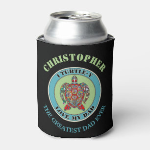 Cute turtle play-on-words personalized can cooler
