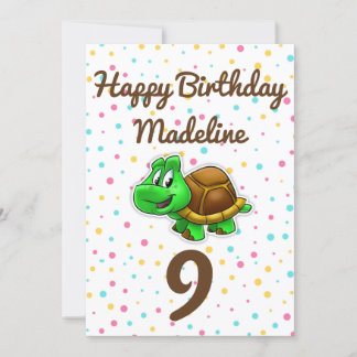 Cute Turtle Polka Dot Birthday Card