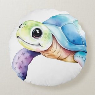 Cute Turtle Round Pillow