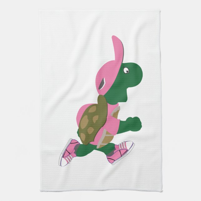 Cute Turtle Runner in PInk Towel (Vertical)