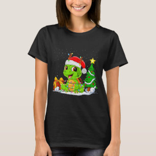 Cute Turtle Santa Christmas Tree Lights Xmas Pajam T-Shirt