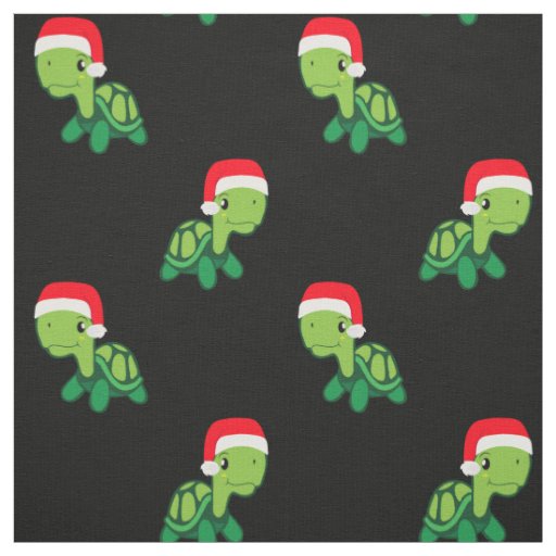 Cute Turtle Sea Animal Merry Christmas Santa Claus Fabric