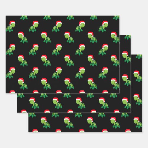 Cute Turtle Sea Animal Merry Christmas Santa Claus Wrapping Paper Sheets