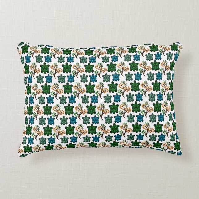 Cute Turtle Seamless Pattern | Ocean Animal Repeat Accent Pillow (Front)