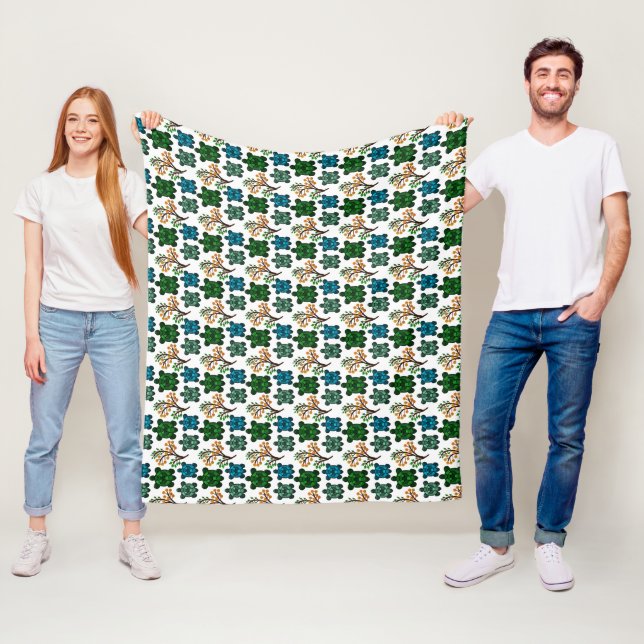 Cute Turtle Seamless Pattern | Ocean Animal Repeat Fleece Blanket (In Situ)
