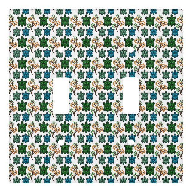 Cute Turtle Seamless Pattern | Ocean Animal Repeat Light Switch Cover (Front)