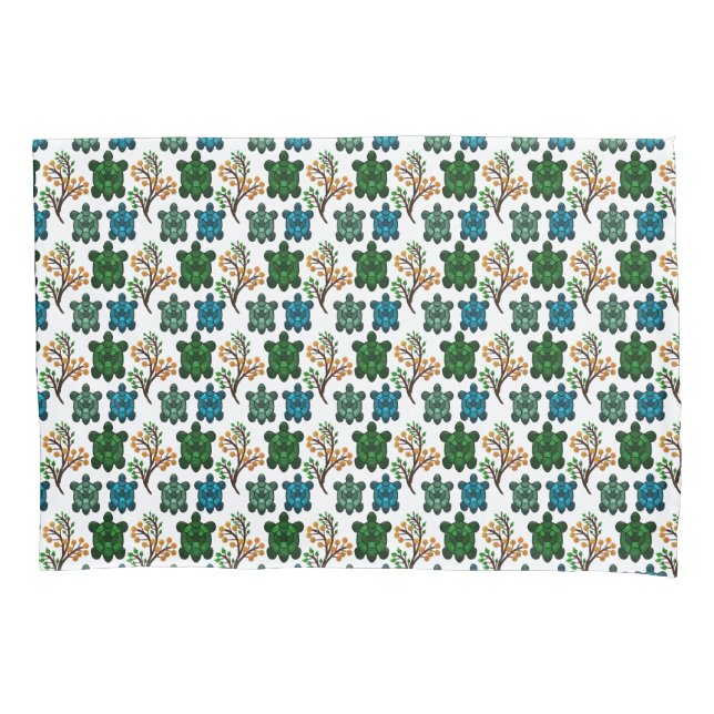 Cute Turtle Seamless Pattern | Ocean Animal Repeat Pillow Case (Front)