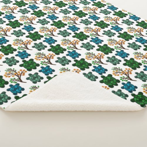 Cute Turtle Seamless Pattern | Ocean Animal Repeat Sherpa Blanket