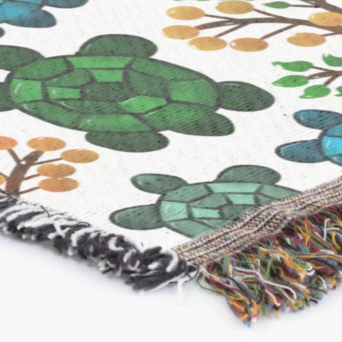 Cute Turtle Seamless Pattern | Ocean Animal Repeat Throw Blanket