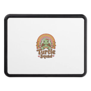 Cute Turtle Squad Rainbow Floral Vector Design_1 Hitch Cover