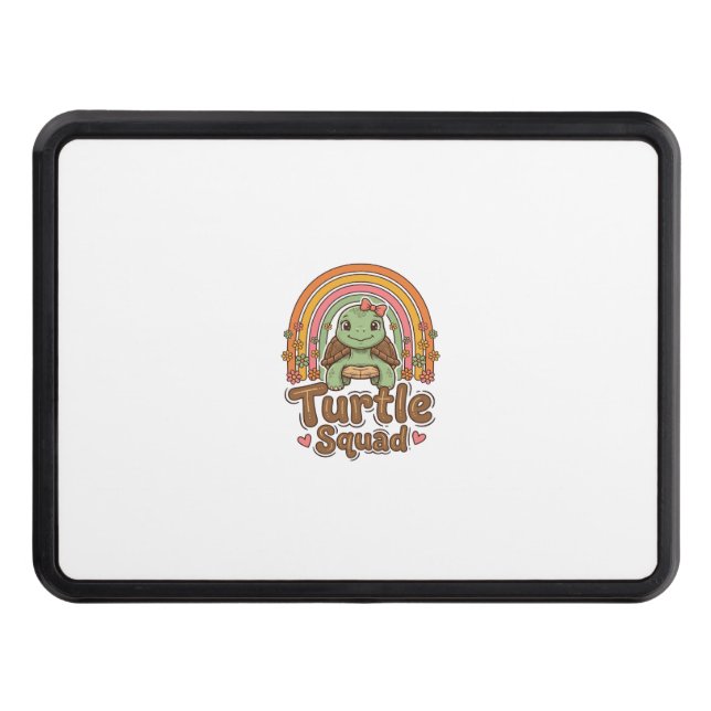 Cute Turtle Squad Rainbow Floral Vector Design_1 Hitch Cover (Front)