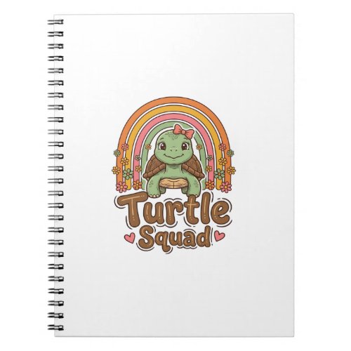 Cute Turtle Squad Rainbow Floral Vector Design_1 Notebook