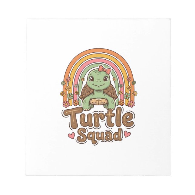 Cute Turtle Squad Rainbow Floral Vector Design_1 Notepad (Front)