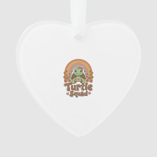 Cute Turtle Squad Rainbow Floral Vector Design_1 Ornament (Front)