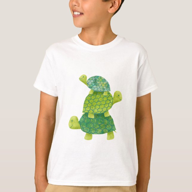 Cute Turtle Stack Family T-Shirt (Front)