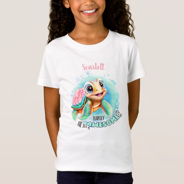 Cute Turtle Summer Name Girl  T-Shirt (Front)