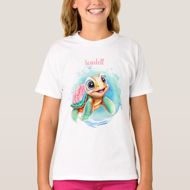 Cute Turtle Summer Name Girl  T-Shirt (Front)