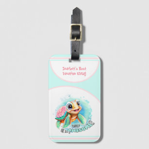 Cute Turtle Summer Vacation Personalized Girl Luggage Tag