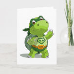 Cute turtle super hero card