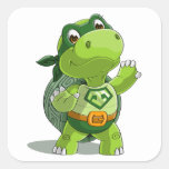 Cute turtle super hero square sticker