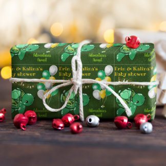 Cute Turtle Tricolor Baby Shower Personalized Wrapping Paper