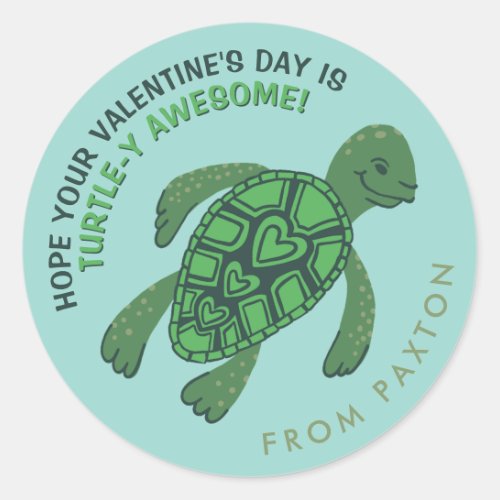 Cute Turtle Valentines  Classic Round Sticker