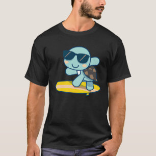 Cute turtle wearing sunglasses on surfboard T-Shirt
