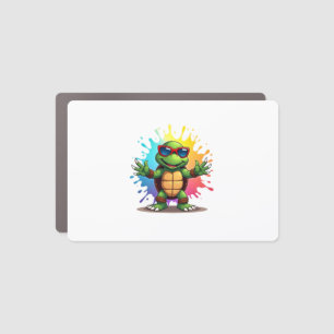 Cute Turtle Wearing Sunglasses Paint Splash Sea An Car Magnet