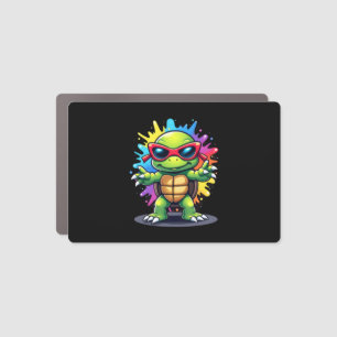 Cute Turtle Wearing Sunglasses Paint Splash Sea An Car Magnet