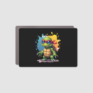 Cute Turtle Wearing Sunglasses Paint Splash Sea An Car Magnet