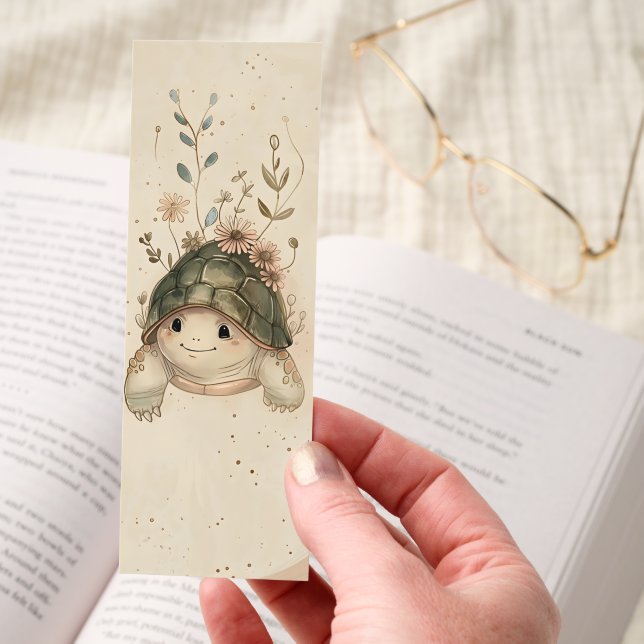 Cute Turtle with Flowers Whimsical Boho Woodland  Bookmarks (Hand)