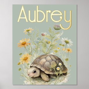 Cute Turtle WIth Name Foil Prints