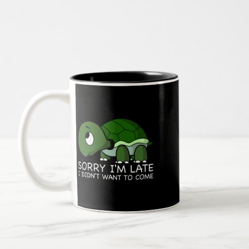 Cute turtle with roller skate and rocket pack 512 Two_Tone coffee mug