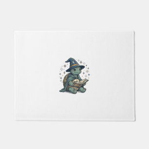 Cute Turtle Wizard Reading Spellbook Vector Design Doormat
