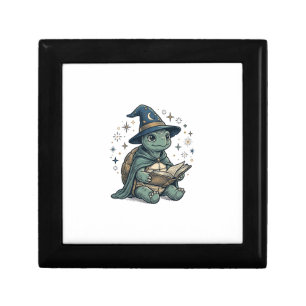 Cute Turtle Wizard Reading Spellbook Vector Design Gift Box