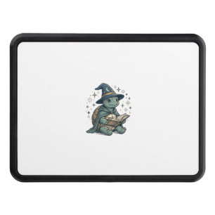 Cute Turtle Wizard Reading Spellbook Vector Design Hitch Cover