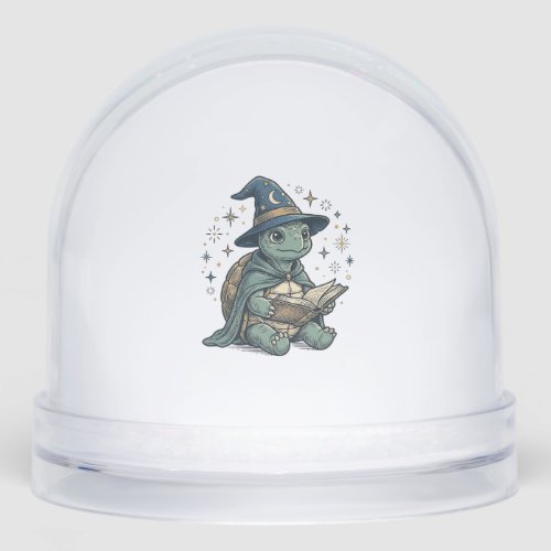 Cute Turtle Wizard Reading Spellbook Vector Design Snow Globe