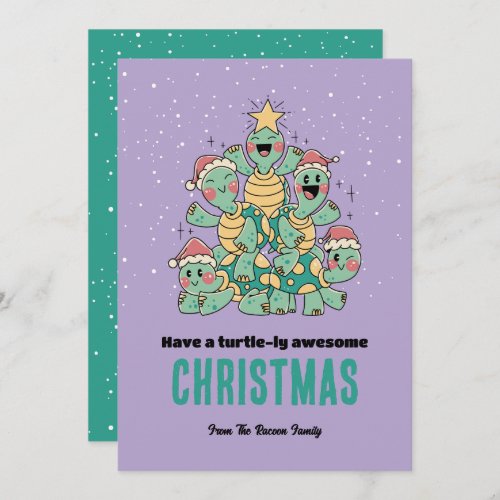 Cute Turtle Xmas Tree Turtlely Awesome Christmas Holiday Card