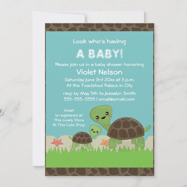 Cute Turtles Baby Shower Invitation (Front)