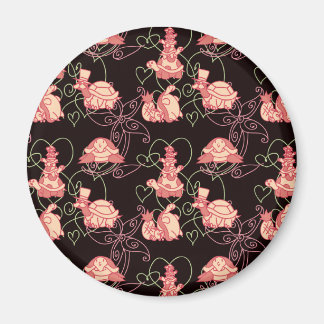 Cute Turtles Black and Pink Pattern Magnet