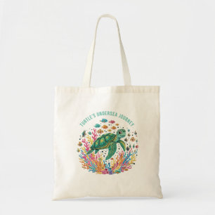 Cute Turtle's Undersea Journey   Colorful Ocean  Tote Bag