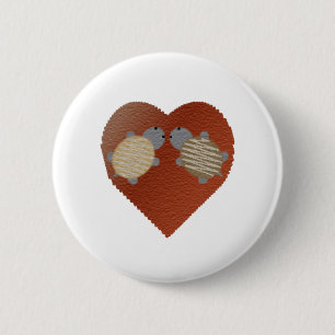 Cute Turtles with a Heart Background Button
