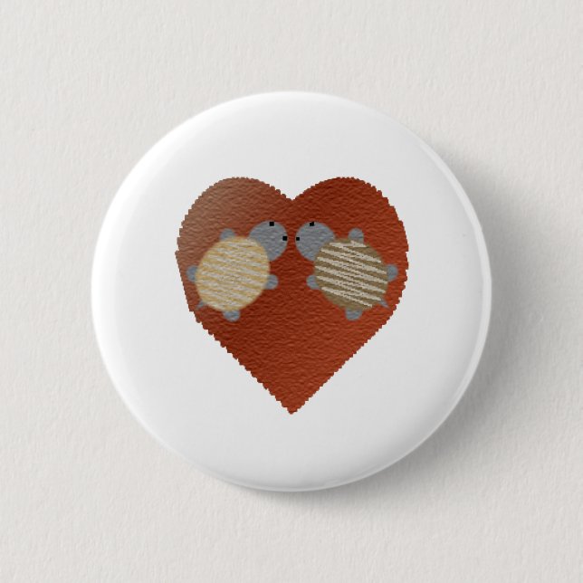 Cute Turtles with a Heart Background Button (Front)