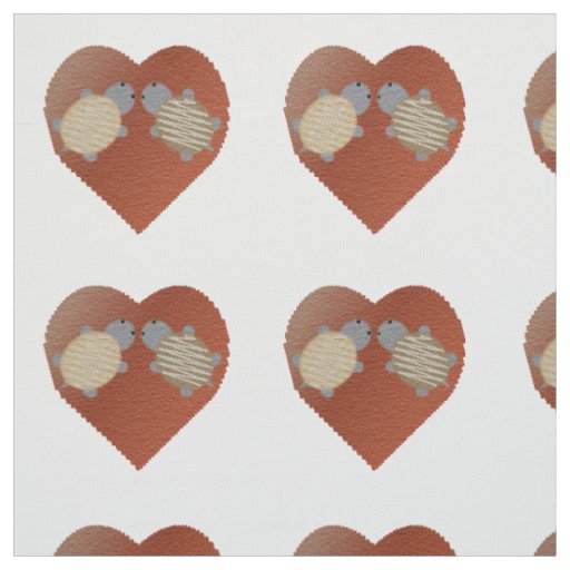 Cute Turtles with a Heart Background Fabric