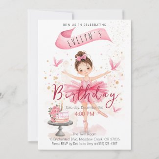 Cute Tutu Ballerina Birthday Girl Party