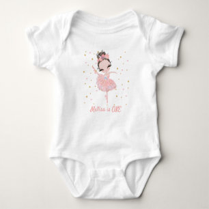 Cute Tutu Ballerina Girl First Birthday Baby Bodysuit